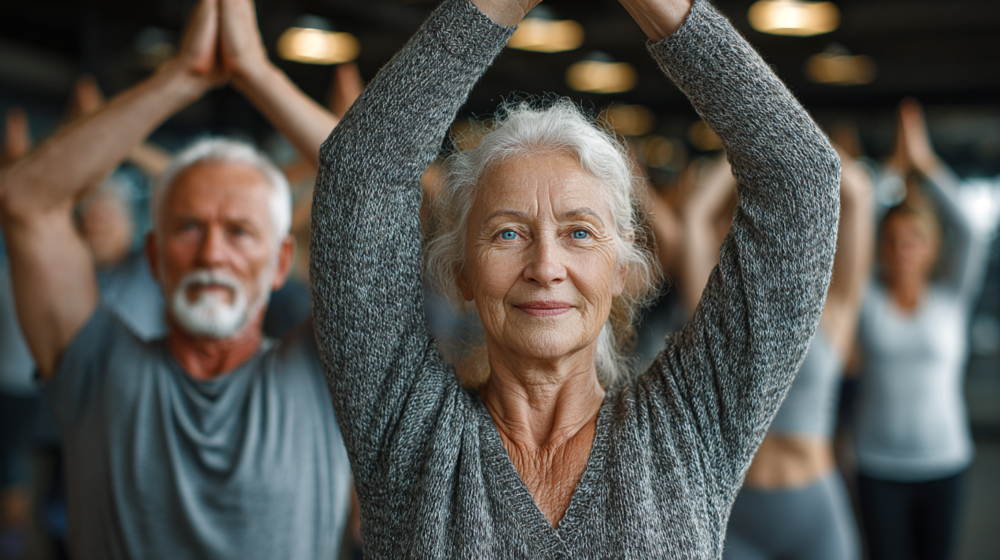 Група людей виконує йогу на природі